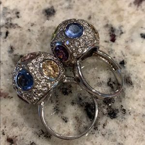 Silver Ball Stone Rings